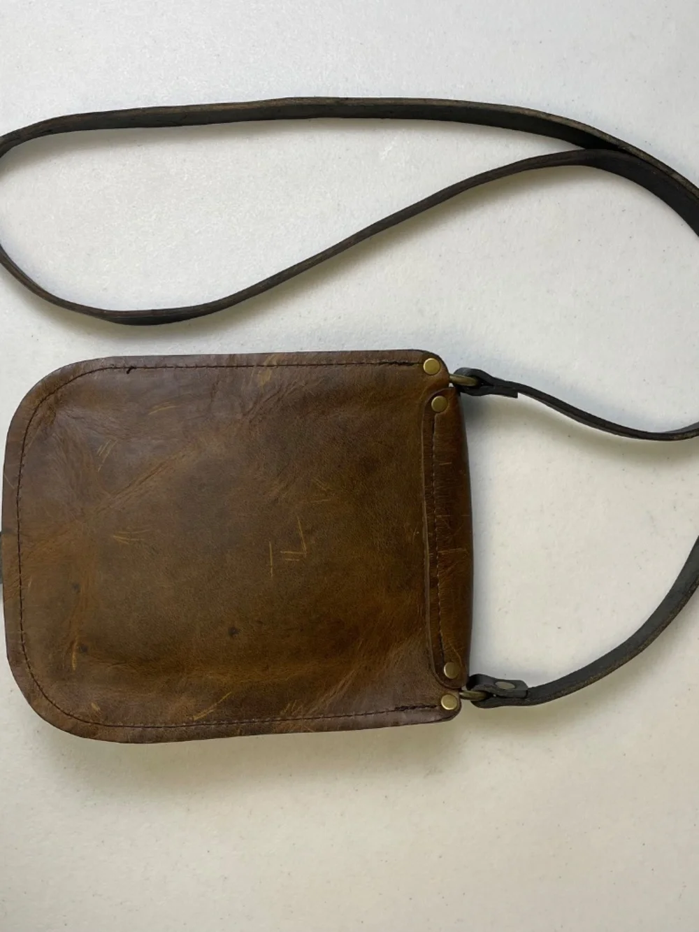 HANDMADE Full Grain Leather Crossbody Bag Rustic Distressed Brown Satchel Unisex